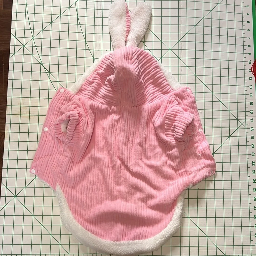 NWT dog bunny costume Dog Cat Ribbed pink with white fleece Halloween costume